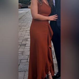 Rust wedding guest dress